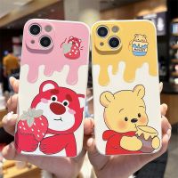 เคสโทรศัพท์หมี Lotso วินนี่เดอะพูห์สำหรับ iPhone 14 Pro Max 14 Plus 13 Pro Max 12 Pro Max 11 Pro Max ซิลิคอนนิ่มฝาหลังโทรศัพท์กันกระแทกสำหรับ iPhone 13 Mini 12 Mini XR XS Max 7 8 Plus