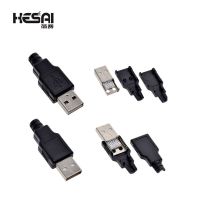 1 Set/5 Set/10 Set Type A Male USB 4 Pin Plug Socket Connector With Black Plastic Cover Adapter Connect USB 2.0 DIY KitWires Leads Adapters