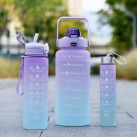 【cw】 Bottle Motivational Drinking With Reusable Plastic Cups Outdoor Gym