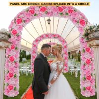 【LZ】✖  Arco de fileira de flores artificiais rosa peônia parede fundo DIY arranjo decoração para casamento e festa de aniversário mesa de banquete