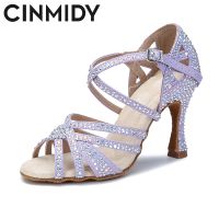 hot【DT】 CINMIDY New Shoes Woman Latin Ballroom Heels Performance Wedding