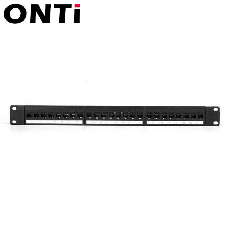 onti-ชั้นวาง1u-19in-24พอร์ตตรงผ่านแผงแพทช์-cat6-rj45สายเคเบิลเครือข่ายอะแดปเตอร์-keystone-แจ็คอีเธอร์เน็ตกรอบการกระจาย