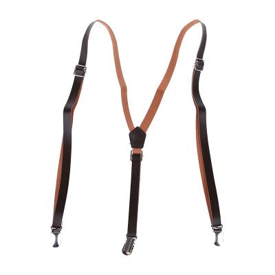 Coffee Faux Leather Adjustable Band Suspenders Braces