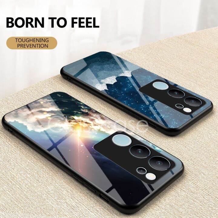 เคสสำหรับ-vivo-v29ขนาด5กรัมสำหรับ-v29-v27-pro-v27e-v29e-v29pro-v27pro-vivov29-5กรัมเคสโทรศัพท์กระจกเทมเปอร์2023กรอบ-tpu-แบบนุ่มป้องกันแข็งกันแรงกระแทกฝาครอบด้านหลัง