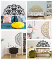 Half Mandala Vinyl Wall Sticker for Home Headboard for Yoga Removable Sticker Wall Art Living Room Bedroom Mural Wall Decals