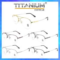 Titanium 100% แว่นตา รุ่น 82172 กรอบเซาะร่อง Pilot ทรงนักบิน ขาข้อต่อ วัสดุ ไทเทเนียม (สำหรับตัดเลนส์) สวมใส่สบาย น้ำหนักเบา ไม่ตกเทรนด์ มีความแข็งแรงทนทาน Gouging frame Eyeglass Leg joints Titanium material Eyewear Top Glasses