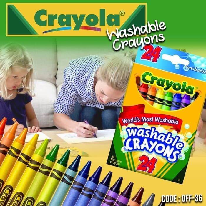 CRAYOLA WASHABLE CRAYON NONTOXIC KRAYON Alat Mewarnai Perlengkapan