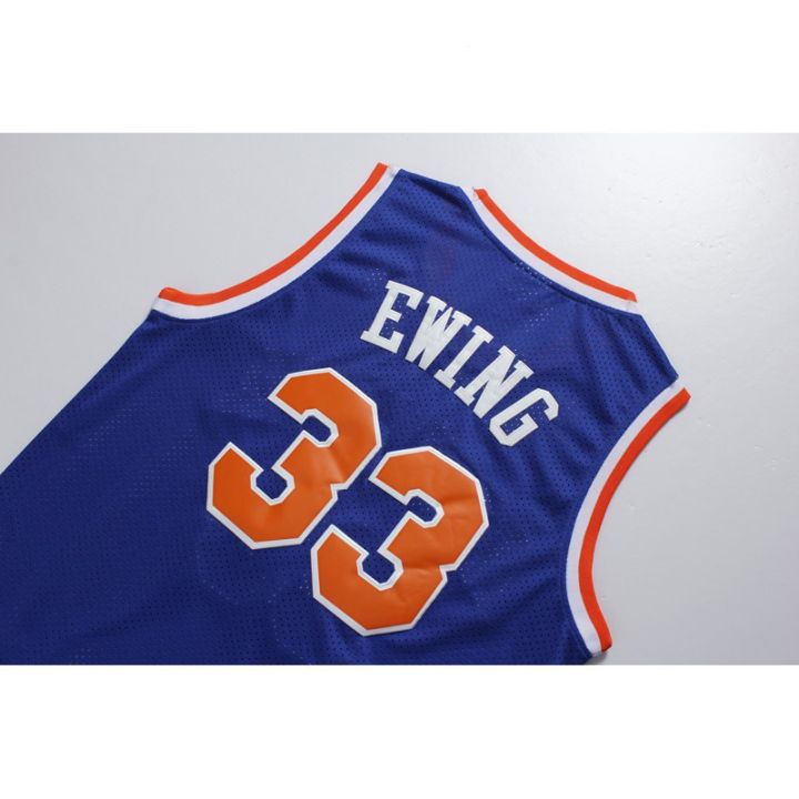 เสื้อกีฬาแขนกุด-ลายทีม-nba-jersey-new-york-nicks-no-33-ewing-สีฟ้า