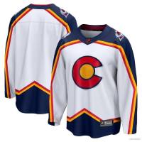เสื้อกีฬาแขนยาว ลายทีม NHL Colorado Avalanche Jersey สีขาว พลัสไซซ์