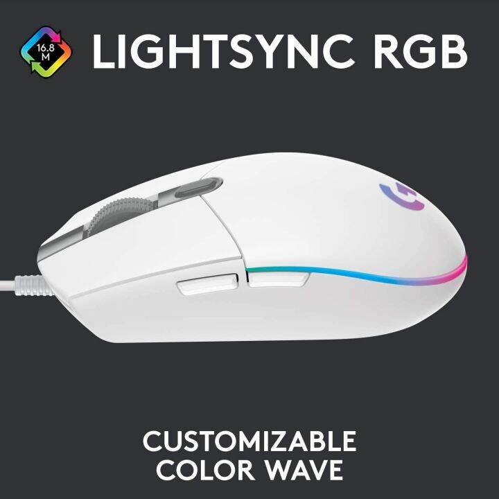 logitech-g102-lightsync-gaming-mouse-genuine-สีขาว-เม้าส์สำหรับเล่นเกมส์-ของแท้-ประกันศูนย์-2ปี