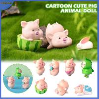 7pcs/set Cute Cartoon Pig Animal Doll Toy Model Statue Figurine Ornament Miniat Landscape Garden Table Home/Car Decor