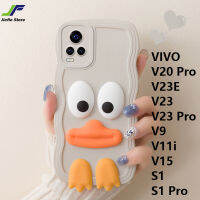 JieFie สำหรับ VIVO V20 Pro / V23E / V23 / V23 Pro / V9 / V11i / V15 / S1 Pro / S1 / V25 Pro น่ารัก3D เคสโทรศัพท์รูปเป็ดการ์ตูนต้นฉบับปลอกหุ้มขอบคลื่นทีพียูอ่อนมีสี