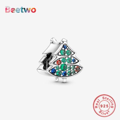 Christmas Tree Charm Beads Fit Original Pan Charms Bracelet Silver Color Pendant Charm Jewelry Berloque Christmas Gift