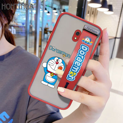 (มีสายรัดข้อมือ) Hontinga เคสมือถือ เคสโทรศัพท์ เคส Xiaomi Redmi 8A กันกระแทกการ์ตูน Doraemon เคสนิ่มใส่โทรศัพท์ขอบเลนส์ป้องกันตัวปกป้องกล้องถ่ายรูปกลับเคสโทรศัพท์สำหรับชายสำหรับ Grils