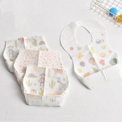 10 PCS Baby Disposable Bibs For Meals Baby Saliva Towels Childrens Waterproof Feeding Bib Pockets Portable