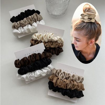 【CW】 3 Pcs/Set Ponytail Holder Hair Ties Silk Elastic Bands  Rope Headwrap Soft Accessories