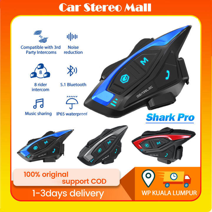 Local Stock Gearelec Shark Pro Bluetooth Motorcycle Helmet Intercom Headset Riders Km