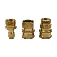 1 Pair Brass 3/8 Inch Quick Release Connector With M22 Thread 15mm Pin Adaptor For High Pressure Washer Hose And Outlet