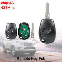 2 Buttons 433MHz Keyless Smart Remote Car Key Fob 4A Chip for Renault Trafic Logan Sandero Symbol Dacia Duster Logan Sandero