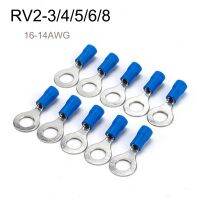 RV2 10-50Pcs/Set 16-14 AWG Kit M3/M4/M5/M6/M8 Insulated Blue Ring Terminals Wire Cable Electrical Crimp Connectors