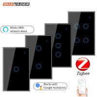 【DT】hot！ Zigbee Tuya US Wall Rectangle Glass Panel 2/3 Way App by