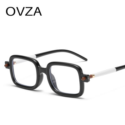 OVZA 2023สี่เหลี่ยมผืนผ้าสไตล์พังก์สำหรับผู้หญิง S1178แว่นเลนส์อ่อนสีฟ้าย้อนยุคกรอบแว่นตาแฟชั่นใหม่