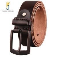 FAJARINA High Quality Pin Buckle Metal Retro Belt Green Pure Cowhide Leather Accessories Belts For Men Mens Accessory N17FJ223