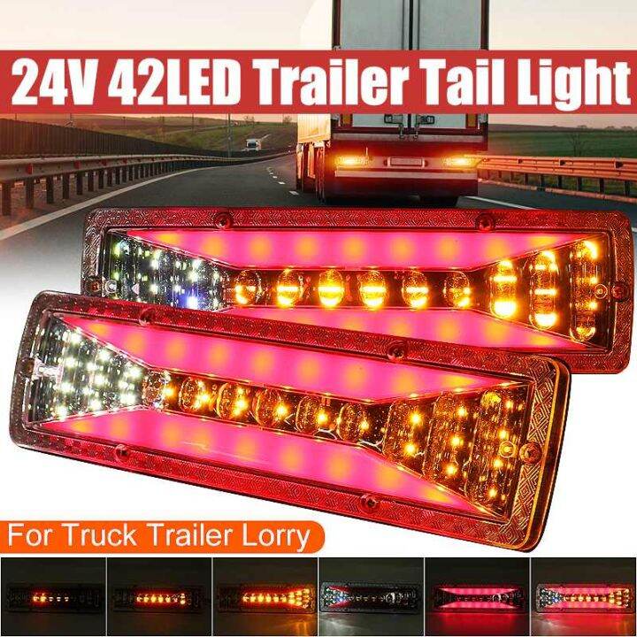 2Pcs Trailer Truck Tail Lights 12V 24V Turn Signal Reverse Brake LED