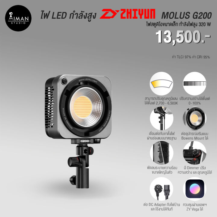 ไฟ LED กำลังสูง Zhiyun MOLUS G200 Video Light