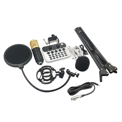 V8 Live Sound Card Audio Interface Mixer with Microphone for PC Computer Phone Broadcast Recording