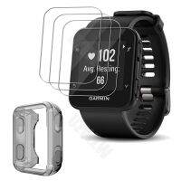 (3+1) For Garmin Forerunner 35 Smart Watch (3pcs) Screen Protector Tempered Glass &amp; (1pcs) Protective Case Cover Wires  Leads Adapters