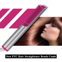 Anti-Scald 2 In 1 Hair Straightener Combs PTC Fast Heating Straightening Curling Electric Hair Brushes เครื่องมือจัดแต่งทรงผมแบบพกพา