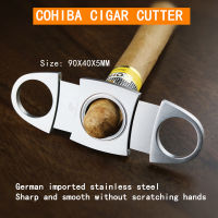 Cohiba Cigare Cutter Portable Double-edged Ciger Scisors Stainless Steel Cigaar Punch Travel Tabaco Cigarett Cutting Accessories