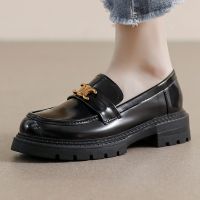 CODadoqkxDGE New Thick Soled Womens Retro British Style Small Leather Shoes Thick Heel Round Toe Soft Soled Single Shoes 34-42