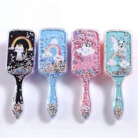 ◎ Cartoon Rainbow Unicorn Hair Brush Print Air Cushion Comb Transparent Massage Hair Comb Plastic Pony Comb Detangling Hair Brush