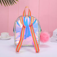 Cartoon Rainbow Unicorn Transparent Backpack For Children Plush kindergarten Small SchoolBag Girls School Bags Mini Backpack