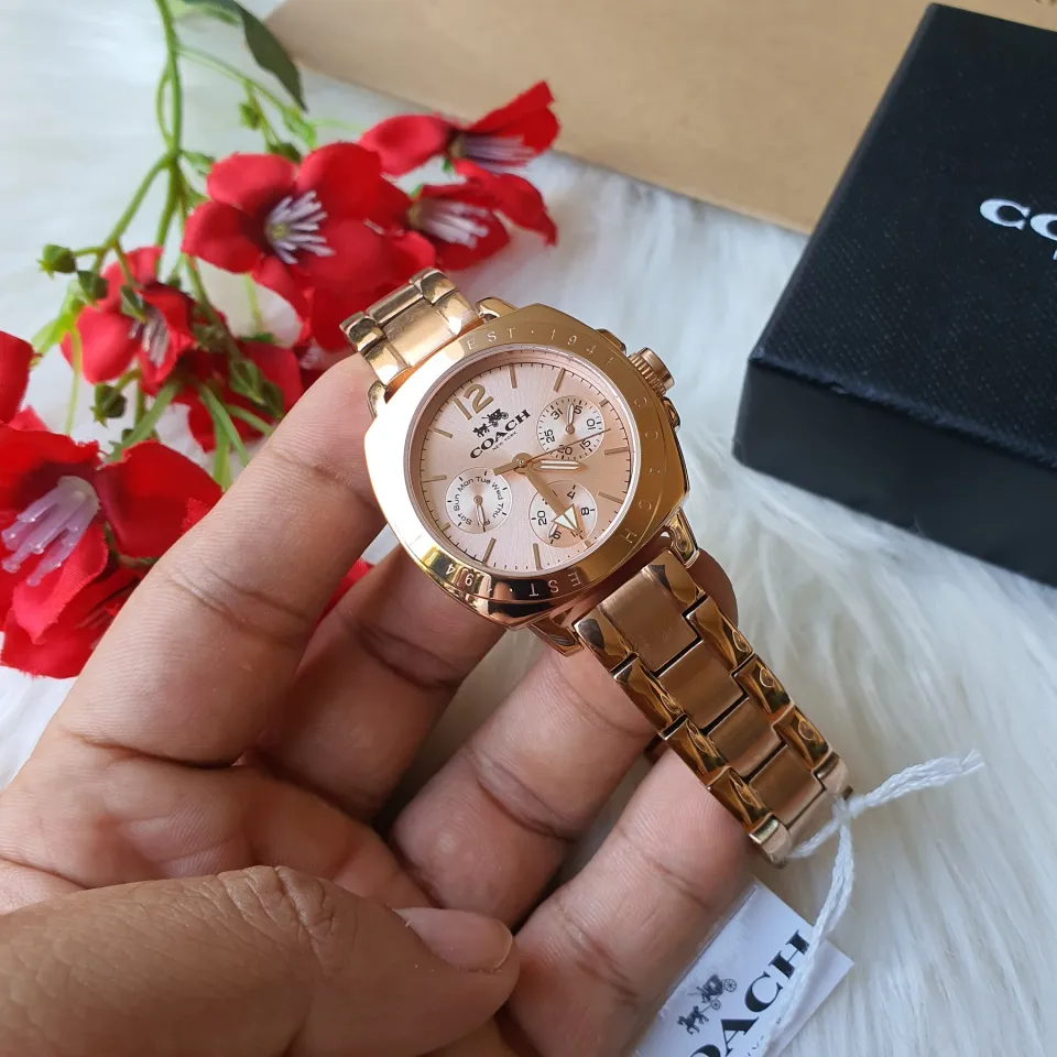 Coach mini boyfriend sales watch rose gold