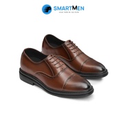 Giày tây da bò nam công sở SmartMen GD400 Nâu