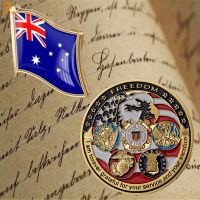 Australian Epoxy Enamel Flag Pin Brooch Five U.S. Army Free Eagle Military Challenge Commemorative Coin