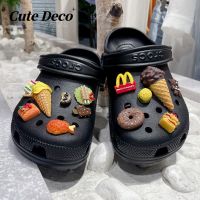 【 Cute Deco ไอศกรีมน่ารัก (1 แบบ) กรวย / ขาไก่ทอด / โดนัท จี้กระดุม Crocs / น่ารัก Jibbitz Croc รองเท้า DIY / วัสดุเรซิน เสน่ห์ สําหรับ DIY