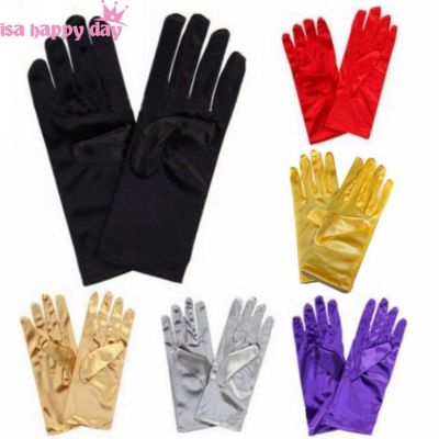 △ Multi Color Short Wrist Elegant White Ivory Red Black Bridal Gloves Wedding Gloves for Bride Gloves Fingers Wedding Accessories