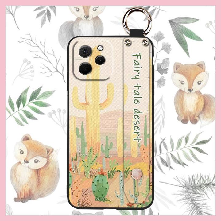 cartoon-lanyard-phone-case-for-huawei-nova-y61-enjoy-50z-back-cover-protective-painting-flowers-sunflower-armor-case