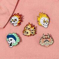 Creative Punk Skeleton Enamel Pins Badge Flame Skull เข็มกลัดสยองขวัญออกแบบป้ายเครื่องประดับอุปกรณ์เสริม Gift