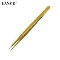 UANME 1Pcs Straight Tweezers Gold Eyelash Extension Nails Decor Picker Dead Skin Remover Manicure Makeup Nail Tools SWDT V3 SSa