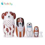 5 Con chó gỗ cái bộ vẽ búp bê xếp lồng của Nga búp bê Matryoshka đồ chơi