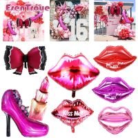 MA1MBB Giant Lipstick Large High Heel Shoe Kiss Lip Foil Balloons Bridal Shower Wedding Decoration Makeup Party Adult Birthday Supplies