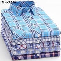 Mens long sleeve plaid young thin section spring and summer easing the plus-size wash-and-wear shirts anti-wrinkle fertilizer