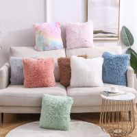 Plush throw pillow 2022 new solid color sofa pillow cover sea velvet office home cushion