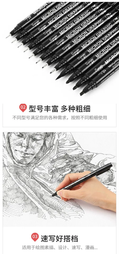 GN 8050 Refillable Micron Pen Black Ink Fineliner Waterproof Drawing Marker  Pen Stationery Anime School Art Supplies Kit Canetas