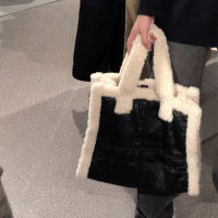 Fashion Lambswool Pu Tote Bag Womens Handbags Designer Plush Women Shoulder Crossbody Bags Winter Luxury Big Female Purses 2021